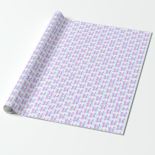 Papier Cadeau Pink violet doodé noël arbre étoiles vacances pa