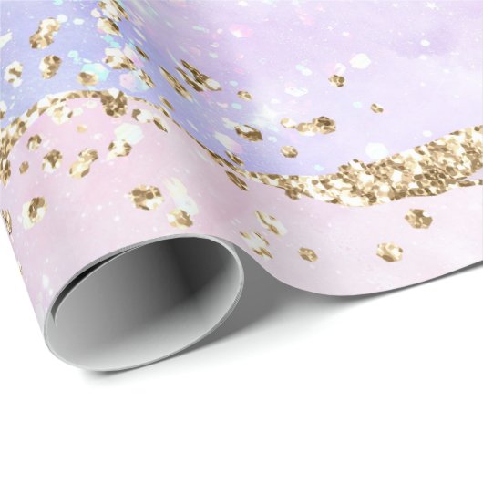 Papier Cadeau Pink violet pastel Noël holographique (Coin rond)