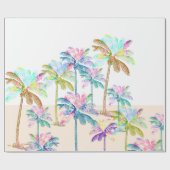 Papier Cadeau Pink Watercolor Tropical Hawaiian Palm Trees (Plat)