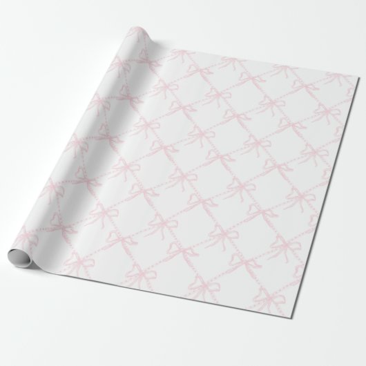 Papier Cadeau Pink & White Bow, Grandmillenium Pink Coquette (Déroulé)