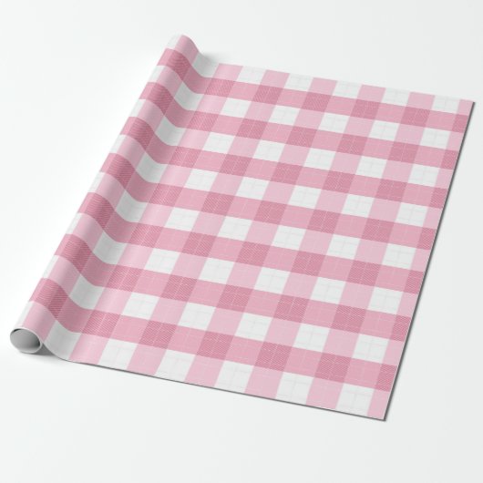 Papier Cadeau Pink & White Classic Gingham Pattern (Déroulé)