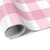 Papier Cadeau Pink & White Classic Gingham Pattern (Coin rond)