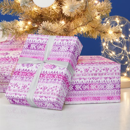 Papier Cadeau Pink White Cozy Stripes Christmas (Vacances)