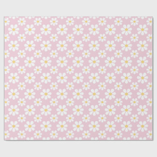 Papier Cadeau Pink White Daisy Pattern 