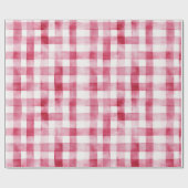 Papier Cadeau Pink White Plaid Stripes Anniversaire (Plat)