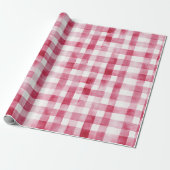 Papier Cadeau Pink White Plaid Stripes Anniversaire (Déroulé)