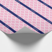 Papier Cadeau Pink Wht Moroccan #5 Navy Blue 5c Nom Monogram (Coin)