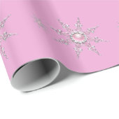 Papier Cadeau Pink Winter Wonderland Snowflakes (Coin rond)