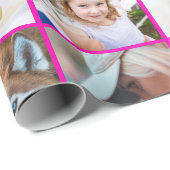 Papier Cadeau Pink Your Photo Custom Grid Collage (Coin rond)
