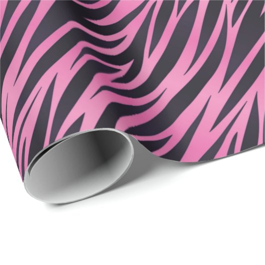 Papier Cadeau Pink Zebra Stripe (Coin rond)