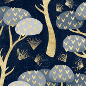 Papier Cadeau Pins Art déco Bleu et Or