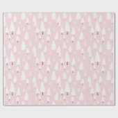 Papier Cadeau Pins blancs sur rose (Plat)