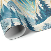 Papier Cadeau Pins célestes Hiver Abstrait (Coin rond)