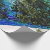 PAPIER CADEAU PINS DE MONTAGNE BLEUS PITTORESQUES (Coin)