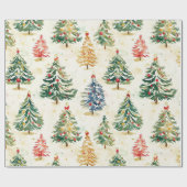 Papier Cadeau Pins de Noël Motif coloré (Plat)