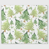 Papier Cadeau Pins de style moderne rustique aquarelle (Plat)