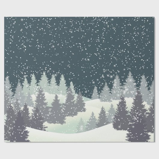 Papier Cadeau Pins d'hiver (Plat)