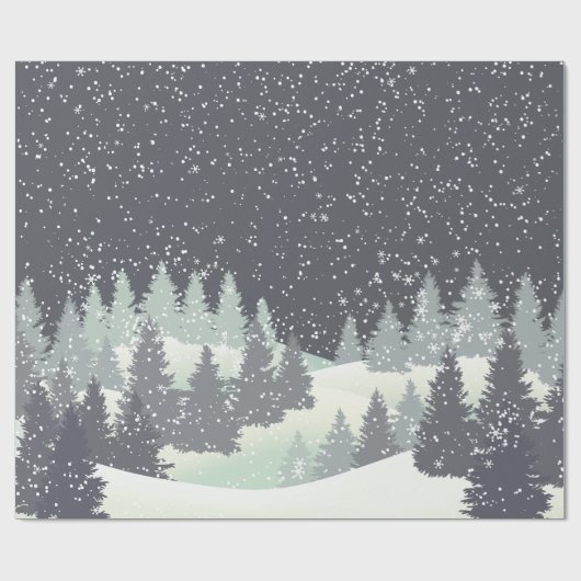 Papier Cadeau Pins d'hiver (Plat)