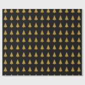 Papier Cadeau pins dorés simples et géométriques sur le noir (Plat)