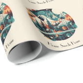 Papier Cadeau Pins nordiques & Pics, coutume (Coin rond)