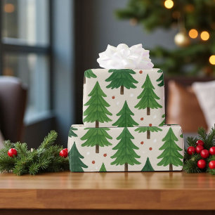 Papier Cadeau Pins rustiques Terres boisées de vacances