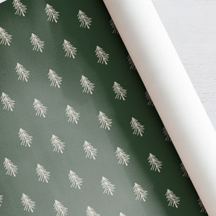 Papier Cadeau Pins vert rustique et beige Noël