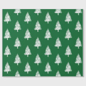 Papier Cadeau Pins verts et blancs Noël (Plat)