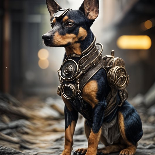 Papier Cadeau Pinscher Steampunk version Annick