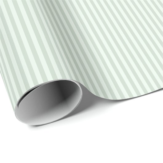 Papier Cadeau Pinstripes Pastel Vert Simple (Coin rond)