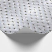 Papier Cadeau Pintuck look blanc et or élégant (Coin)