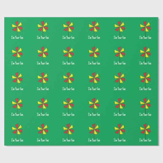 Papier Cadeau Pinwheel jaune rouge (Plat)