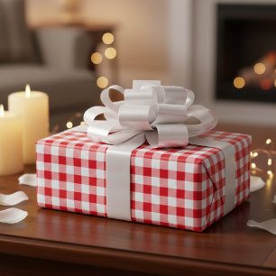 Papier Cadeau Pique-nique champêtre rouge et blanc à carreaux