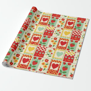 Papier Cadeau Pique-nique patchwork fraise