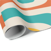Papier Cadeau Piquet moderne du siècle Abstrait Turquoise Orange (Coin rond)