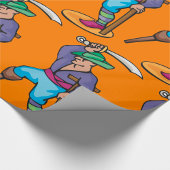 Papier Cadeau Pirate avec Jambe de Bois et Épée