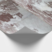 Papier Cadeau PIRATE BATAILLE NAVIRE noir blanc gris teintes (Coin)