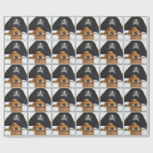 Papier Cadeau Pirate de Halloween de golden retriever (Plat)