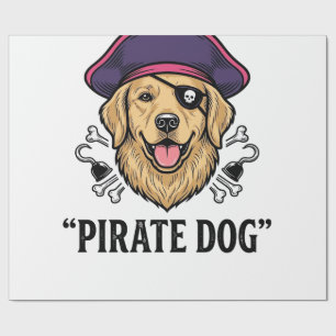 Papier Cadeau Pirate Dog Modèle de T-shirt avec Gravure Vintage_