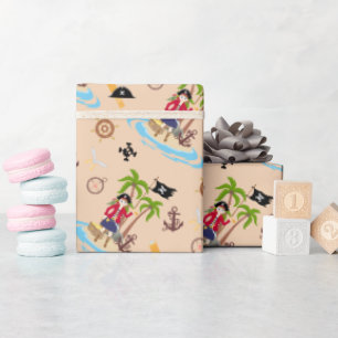 Papier Cadeau Pirate Girl Treasure Map Amusant Anniversaire Fête