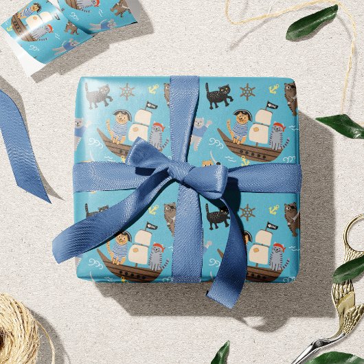 Papier Cadeau Pirate Motif de chat pour garçon et fille Annivers