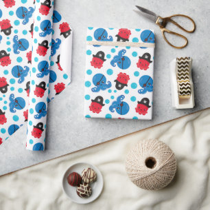 Papier Cadeau Pirate Octopus, Motif de pieuvre, Animaux de mer