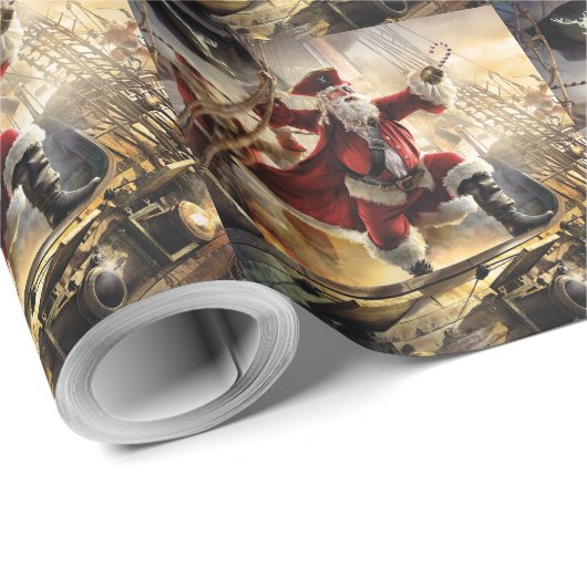 Papier Cadeau Pirate Père Noël (Coin rond)