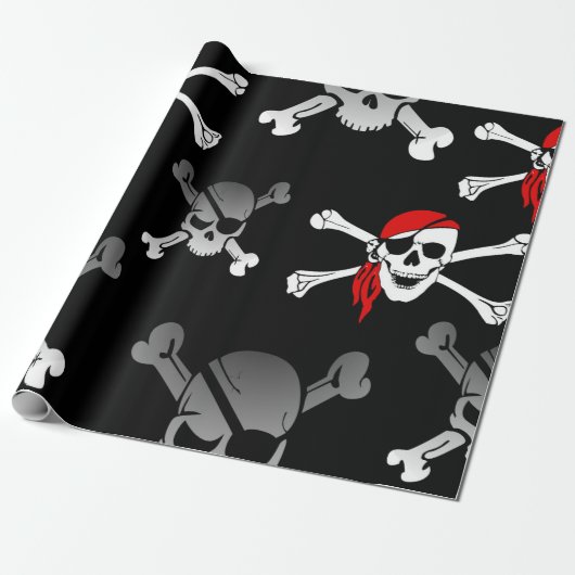 Papier Cadeau Pirate Ship Skuls Wrapper Papier (Déroulé)
