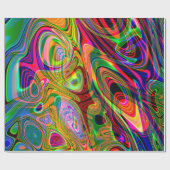 Papier Cadeau Pirouettes abstraites fluorescentes psychédéliques (Plat)