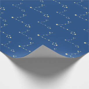 Papier Cadeau Pisces Constellation Etoiles Jaunes Anniversaire Z