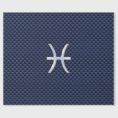 Papier Cadeau Pisces Zodiac Sign on Blue Carbon Fibre Print (Plat)