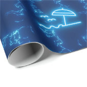 Papier Cadeau Piscine de plage de palmiers d'eau bleu brillant (Coin rond)