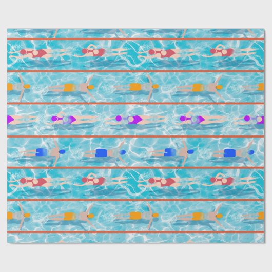 Papier Cadeau Piscine Piscine Motif d'équipe (Plat)