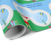 Papier Cadeau Piscine Santa Claus Funny Custom Christmas (Coin rond)