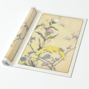 Papier Cadeau Pissenlits vintages de fleur sauvage